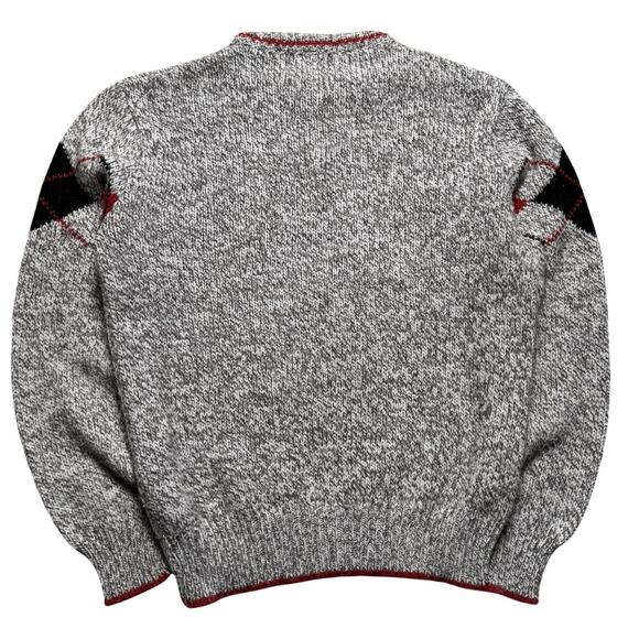 Vintage Claude Rene Argyle Sweater Knit Red Grey Women's M Preppy Casual - Picture 7 of 7